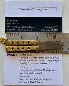 Vintage Mini Keychain Balisong Butterfly Brass Knife, Japan, Unused 