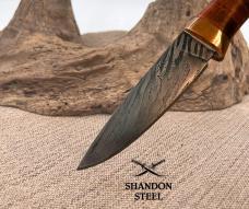 Burr Oak Handmade USA Damascus Drop Point Neck Knife w Sheath By MARK NEVLING 06