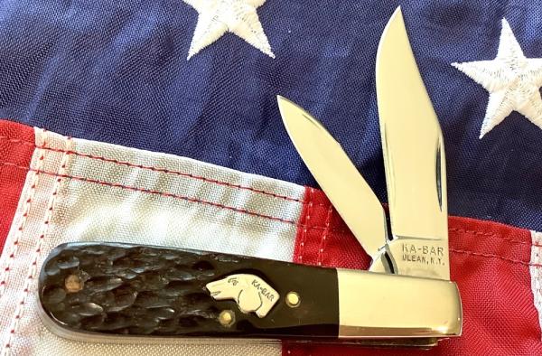Vintage Ka-Bar Dog Head Barlow Knife w/ Sweet Dark Brown Bone Handles +Dog Head Shield -NOS & M/NM Vintage Ka-Bar Dog Head Barlow Knife w/ Sweet Dark Brown Bone Handles +Dog Head Shield -NOS & M/NM