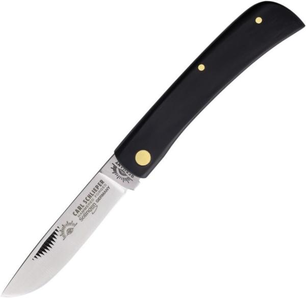 GERMAN EYE BRAND - CLODBUSTER JR. - ETCHED BLADE - 3 5/8" CLOSED LENGTH - BLACK SYNTHETIC HANDLES