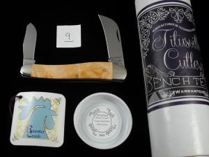 Titusville Cutlery Golden Maple Burl Wood Rooster Comb Farmer Knife Rare 1 of 10 COA USA Made 2025