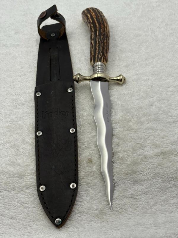 Linder Kris Blade Dagger Stag Handle Made In Solingen Germany (#2) Linder Kris Blade Dagger Stag Handle Made In Solingen Germany (#2)