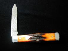 Titusville Cutlery Genuine Amber Stag Lexingtonian Coffin Jack Damascus Knife 1 of 15 COA USA Made