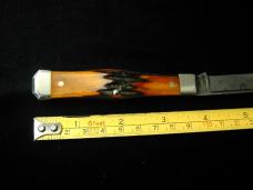 Titusville Cutlery Genuine Amber Stag Lexingtonian Coffin Jack Damascus Knife 1 of 15 COA USA Made