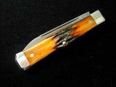Titusville Cutlery Genuine Amber Stag Lexingtonian Coffin Jack Damascus Knife 1 of 15 COA USA Made