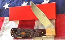 Ka-Bar Copper Lock Dog Head Large 5” Lockback w/ Bone Handles -Dog Head Shield & Bolsters are Copper