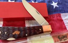 Ka-Bar Copper Lock Dog Head Large 5” Lockback w/ Bone Handles -Dog Head Shield & Bolsters are Copper