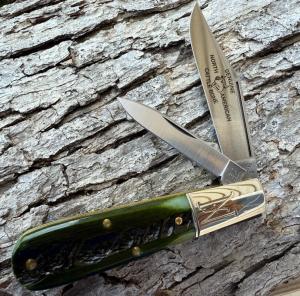 GEC NORTHFIELD * 771225 SATIN PICKLE GREEN MARROW BONE YANKEE BARLOW KNIFE