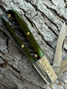 GEC NORTHFIELD * 771225 SATIN PICKLE GREEN MARROW BONE YANKEE BARLOW KNIFE
