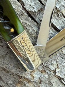 GEC NORTHFIELD * 771225 SATIN PICKLE GREEN MARROW BONE YANKEE BARLOW KNIFE