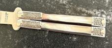 Parker American Blade Balisong Butterfly Knife, Black Lip Pearl Scales, Japan, Unused
