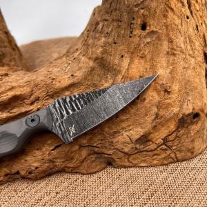 Stroup Knives Mini Fixed Knife 3" 1095HC Steel Full Tang Blade Grey G10 Handle