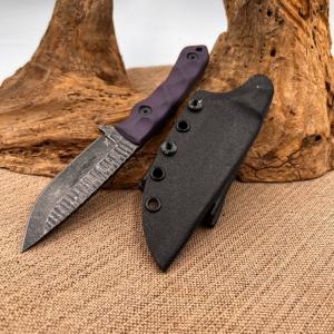Stroup Knives GP2 Fixed Knife 3.75" 1095HC Steel Full Blade Purple G10 Handle