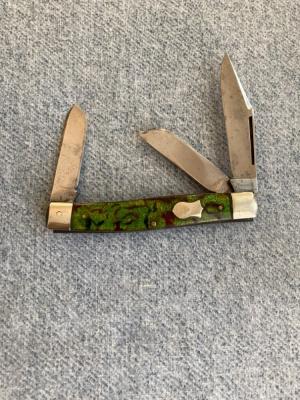 Vintage, RARE, ENDERES (Minnesota & Iowa), Christmas Tree Handles, Stockman's Pocket Knife 