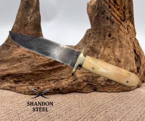 Burr Oak USA Handmade Damascus Clip Point Custom Hand Forged Hunter Bowie Knife