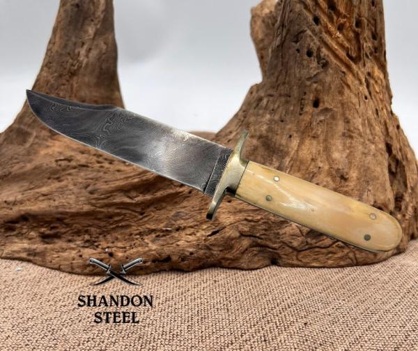 Burr Oak USA Handmade Damascus Clip Point Custom Hand Forged Hunter Bowie Knife