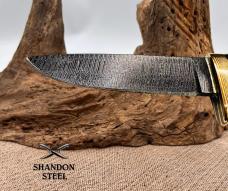 Burr Oak USA Handmade Damascus  Bird and Trout Custom Knife Leather Sheath (09)
