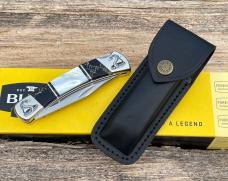 BUCK 110 ** BRIAN YELLOWHORSE CUSTOM MOTHER OF PEARL COBRA SCALES FOLDING HUNTER