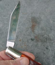 Robeson Shuredge USA512224 Daddy Barlow 4 3/4" Closed Strawberry Bone Mint Different Coffin Handle