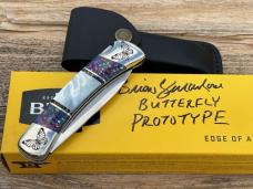 BUCK 110 ** BRIAN YELLOWHORSE CUSTOM MOTHER OF PEARL BUTTERFLY PROTOTYPE FOLDING HUNTER