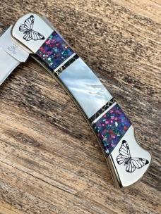 BUCK 110 ** BRIAN YELLOWHORSE CUSTOM MOTHER OF PEARL BUTTERFLY PROTOTYPE FOLDING HUNTER