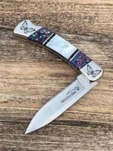 BUCK 110 ** BRIAN YELLOWHORSE CUSTOM MOTHER OF PEARL BUTTERFLY PROTOTYPE FOLDING HUNTER