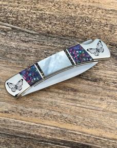 BUCK 110 ** BRIAN YELLOWHORSE CUSTOM MOTHER OF PEARL BUTTERFLY PROTOTYPE FOLDING HUNTER