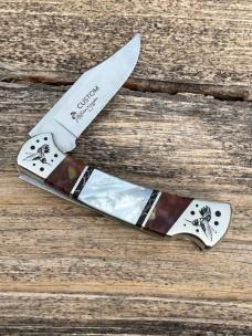 BUCK 112 ** BRIAN YELLOWHORSE CUSTOM HUMMINGBIRD MOTHER OF PEARL FOLDING HUNTER