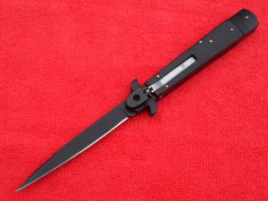 New 9"  Leverlock-Stiletto style switchblade knife ebonywood Handles All Black