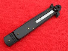 New 9"  Leverlock-Stiletto style switchblade knife ebonywood Handles All Black