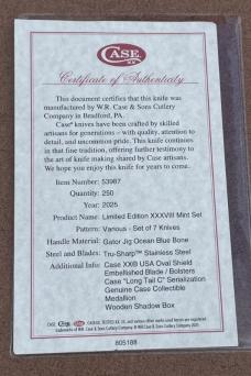 CASE XX ** 2025 LE XXXVIII OCEAN BLUE GATOR MINT SET - 1 OF 250