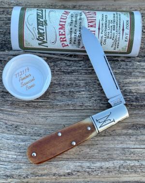 GEC NORTHFIELD ** SFO 772119 AMBER SAWCUT BONE YANKEE BARLOW KNIFE