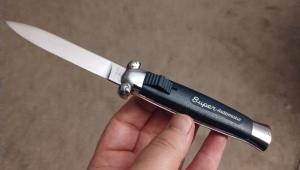 Super Automatic OTF Out the Front Switchblade Knife, Blue Handle, Superb Condition 