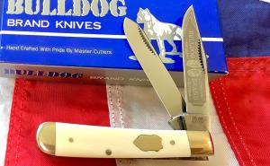 Bulldog Brand HAND MADE 2 Blade Mini Trapper w/ Ivory Handles -NOS & Mint