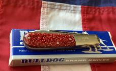 Bulldog Brand, HAND MADE -Single Blade Barlow with Orangish Sparkle Handles - NOS