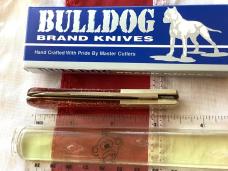 Bulldog Brand, HAND MADE -Single Blade Barlow with Orangish Sparkle Handles - NOS