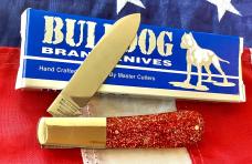 Bulldog Brand, HAND MADE -Single Blade Barlow with Orangish Sparkle Handles - NOS