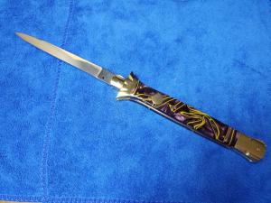 13 Picklock Stiletto Swedge Blade Purple Swirl Kirinite TorchFlair Bolster Chad Ruben Custom