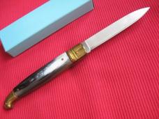 Vintage Italian Brazilian Horn Large Size Leverlock Switchblade Knife - Mint in Box!