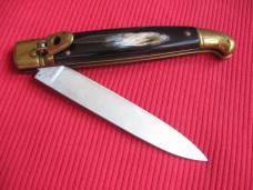 Vintage Italian Brazilian Horn Large Size Leverlock Switchblade Knife - Mint in Box!