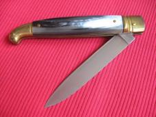 Vintage Italian Brazilian Horn Large Size Leverlock Switchblade Knife - Mint in Box!