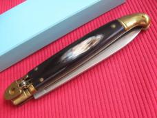 Vintage Italian Brazilian Horn Large Size Leverlock Switchblade Knife - Mint in Box!