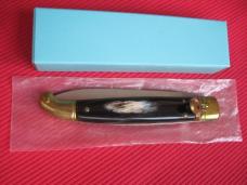 Vintage Italian Brazilian Horn Large Size Leverlock Switchblade Knife - Mint in Box!