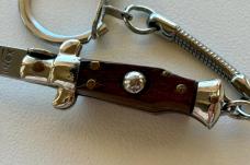 Rare Miniature Switchblade Knife, Ebony Wood Scale, Original Keychain, Italy