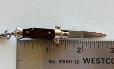 Rare Miniature Switchblade Knife, Ebony Wood Scale, Original Keychain, Italy