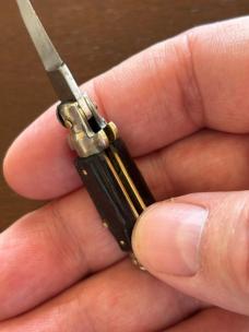 Beautiful 1960’s Horn Miniature Switchblade Knife, Swedge Blade Grind, Italy