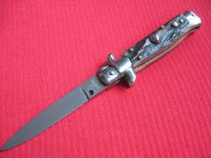 Oreste Dibon Italian 14cm. Stag STILETTO Switchblade Knife - New Old Stock