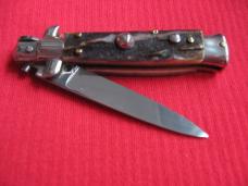 Oreste Dibon Italian 14cm. Stag STILETTO Switchblade Knife - New Old Stock