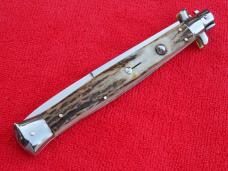  New 13"  Italian Stiletto Stag-Horn Handles- SS Bayonet grind Blade nickel/silver bolsters