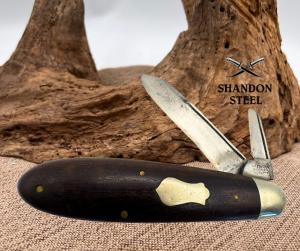American Knife Co Ebony  Barehead Tear Drop Jack 2 Blade Pocket Knife (26)